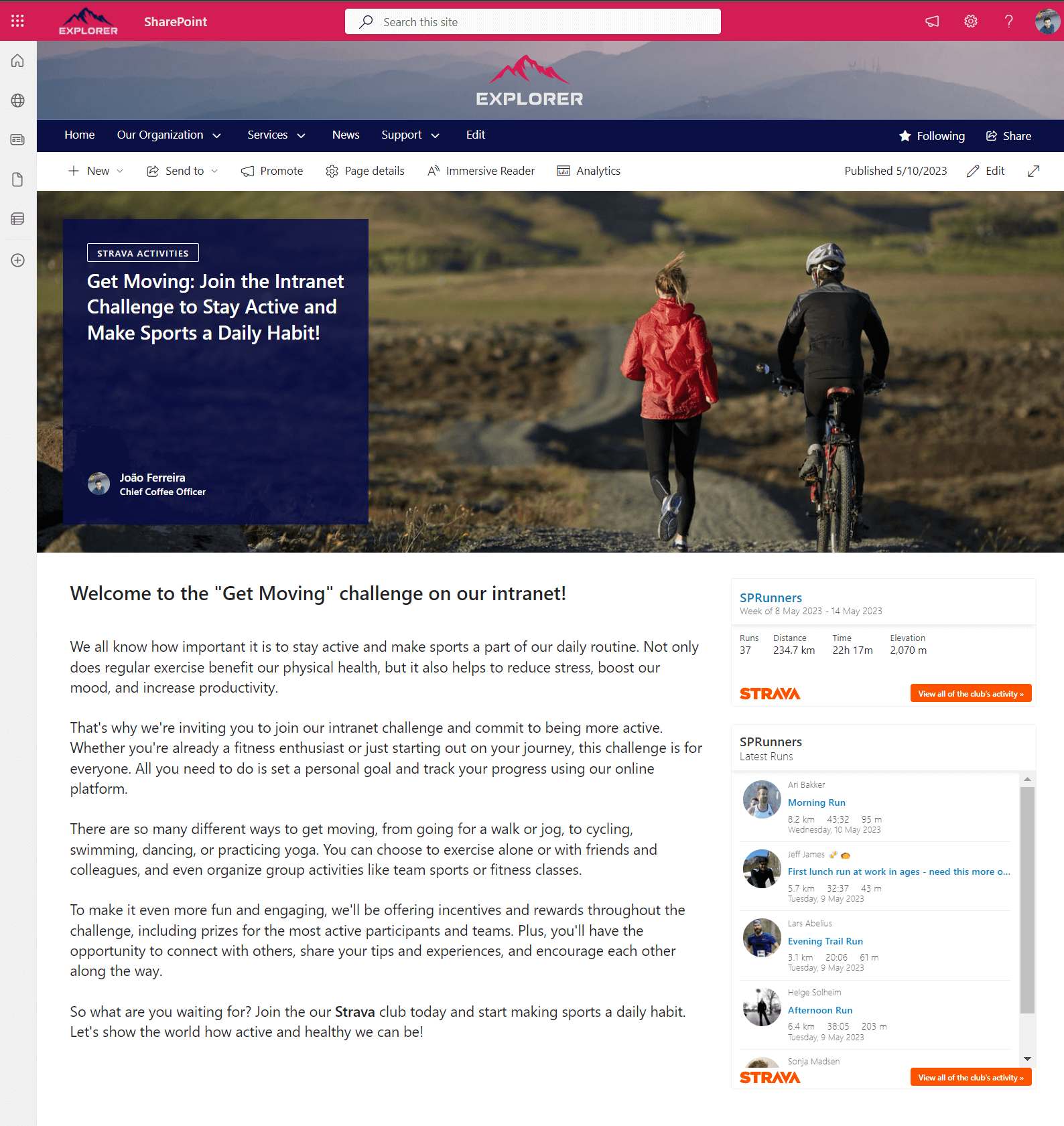 Embed Strava Club activities in a SharePoint page